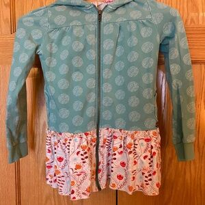 435 by Matilda Jane Green Polka Dot Hoodie with Floral Ruffle